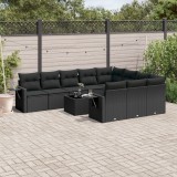 Cumpara ieftin Set canapele de grădină cu perne, 11 piese, negru, poliratan