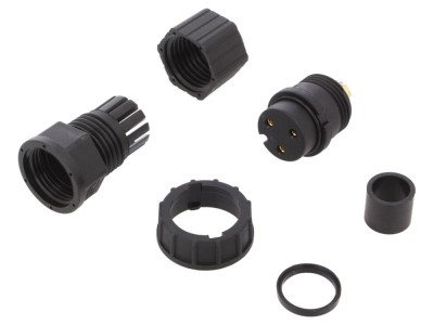 Conector circular mamă 3 pini 20A aurit foto