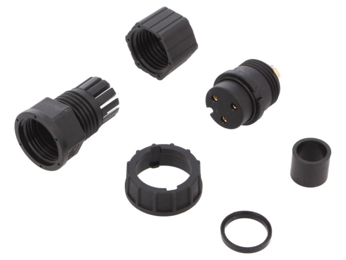 Conector circular mamă 3 pini 20A aurit
