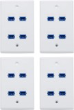 Set de 4 panouri cu porturi pentru fibra optica SC SMF/MMF 10Gtek, plastic, alb/albastru, 11,5 x 7 cm