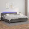 VidaXL Pat cu arcuri, saltea și LED, gri, 200x200 cm, piele ecologică 3134247