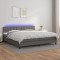 vidaXL Pat cu arcuri, saltea și LED, gri, 200x200 cm, piele ecologică 3134247