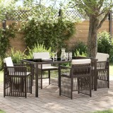 vidaXL Set de masă pentru grădină 5 pcs Maro Rattan poli