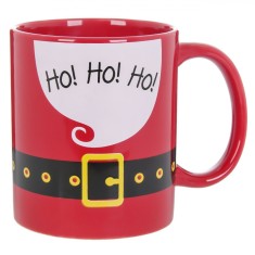 Cana Crăciun Ceramică, Model Curea, Roșu, Capacitate 320ml, D 8cm x H 10cm