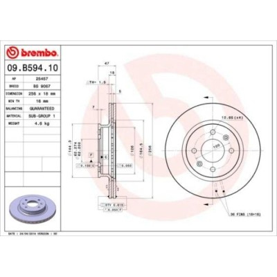 Set discuri frana Hyundai I20 1 (Pb, 1.2, 1.2 LPG, punte fata, 256x18, ventilat, BREMBO foto