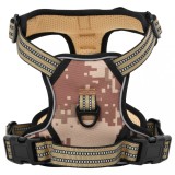 VidaXL Ham pentru c&acirc;ini cu plumb și guler, reglabil, camuflaj maro, XL