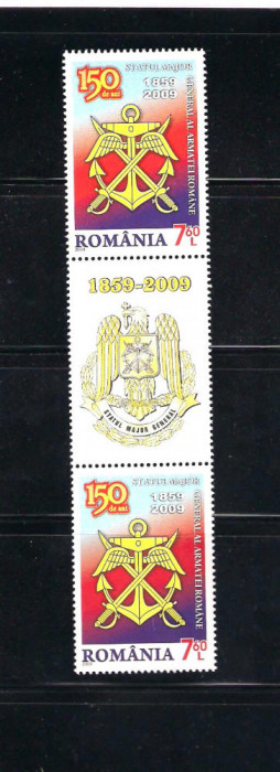 ROMANIA 2009 - STATUL MAJOR GENERAL 150 ANI, STRAIF 2, MNH - LP 1849