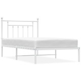 Cumpara ieftin Cadru de pat metalic cu tablie, alb, 100x190 cm