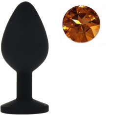 Dop Anal Silicone Buttplug Small, Negru/Portocaliu, Guilty Toys