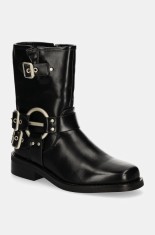 Answear Lab botine femei, culoarea negru, cu toc plat, izolare usoara