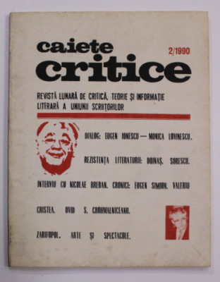 CAIETE CRITICE - REVISTA LUNARA DE CRITICA , TEORIE SI INFORMATIE LITERARA , NR. 2 / 1990 foto