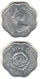 SV * Seychelles 5 CENTS 1972 * FAO * PRODUCETI MAI MULTA HRANA ! * UNC, Asia, Aluminiu