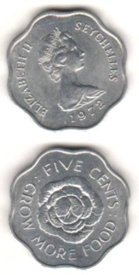 SV * Seychelles 5 CENTS 1972 * FAO * PRODUCETI MAI MULTA HRANA ! * UNC foto
