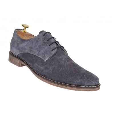 Oferta marimea 40 -Pantofi barbati casual din piele naturala intoarsa gri, LPAGRIVEL2 foto