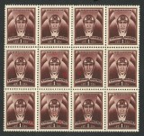 Cumpara ieftin VARIETATI DE TIPAR Romania 1932 pilot, Timbrul aviatiei bloc x12 MNH