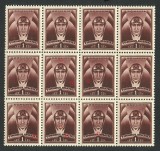 VARIETATI DE TIPAR Romania 1932 pilot, Timbrul aviatiei bloc x12 MNH, Nestampilat