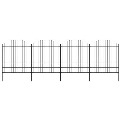 vidaXL Gard de grădină cu v&amp;acirc;rf tip suliță din oțel 714,5x200 cm, negru foto