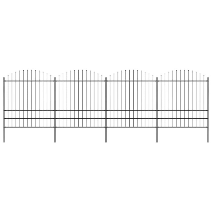 vidaXL Gard de grădină cu v&acirc;rf tip suliță din oțel 714,5x200 cm, negru