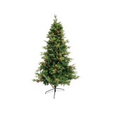 Brad Artificial, eMazing Decorat cu Conuri Pin, Merisoare si Suport Metalic, Inaltime 120 cm