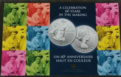 CANADA 2012 - 20 Dolari Argint 99,99% / 7,96 gr &amp;ldquo;The Queen&amp;#039;s Diamond Jubilee&amp;rdquo; BU foto