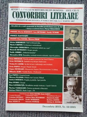 Convorbiri literare nr 12 (240) Decembrie 2015, 200 pag, stare f buna foto