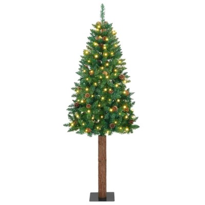 vidaXL Brad de Crăciun subțire cu 300 LED cu suport Verde 180 cm PVC 3394860 foto
