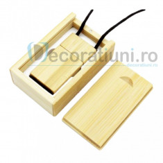 Stick usb cu snur si cutie personalizata - lemn bamboo foto