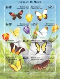 AFRICA CENTRALA 2000 - Fluturi si flori / colita MNH, Nestampilat