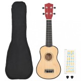 vidaXL Set ukulele Soprano pentru copii, cu husă, natural, 23&quot;