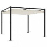 Foișor Grădină vidaXL 3x3m, Acoperiș Retractabil Crem, Oțel, Pavilon Exterior, Protecție Solară, Antracit