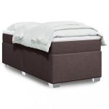 Cumpara ieftin Pat box spring cu saltea, maro &icirc;nchis, 80x200 cm, textil