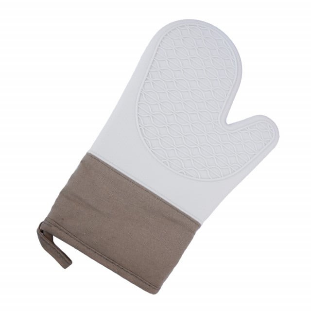 Manusa de bucatarie Pufo Cuisine din silicon pentru gratar sau cuptor, captusita, 30 cm, gri