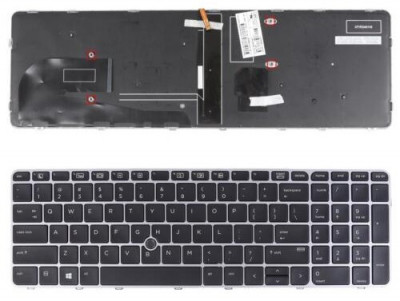 Tastatura laptop noua HP EliteBook 755 G3 850 G3 850 G4 ZBook 15u G3 G4 SILVER FRAME BLACK (with point,Backlit,Win8) foto