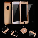 Husa pentru Apple iPhone 6 / Apple iPhone 6S Auriu Fullcover cu acoperire completa 360 grade cu folie