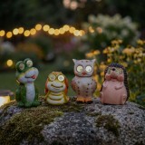 Figurina solara gradina LED, broasca melc arici bufnita, 104 LED SMD, decor exterior, 20 cm