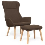 Cumpara ieftin Scaun de relaxare cu taburet, maro, textil