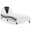 VidaXL Pat cu saltea, alb și negru, 90x190 cm, piele ecologică 3208767