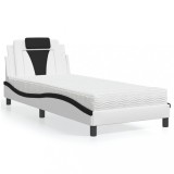 VidaXL Pat cu saltea, alb și negru, 90x190 cm, piele ecologică 3208767