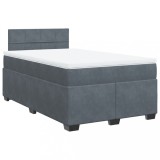 Cumpara ieftin Pat box spring cu saltea, gri inchis, 120x200 cm, catifea