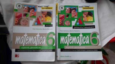 MATEMATICA ALGEBRA GEOMETRIE CLASA A VI A SEMETRUL 1 SI 2 ZAHARIA . foto