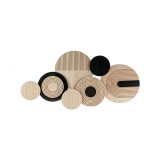 Decoratiune de perete Cercuri din lemn, 67.5 x34 x 2.5 cm