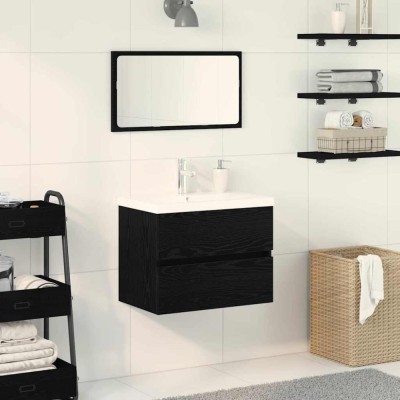 vidaXL Dulap cu Chiuvetă Stejar negru 60 x 39 x 62 cm Lemn compozit 3333143 foto