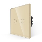 Cumpara ieftin Intrerupator dublu touch din sticla Luxion, auriu, 500W