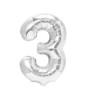Balon folie cifra argintiu 85 cm, numar 3, aniversare, petrecere, decoratiune KIK