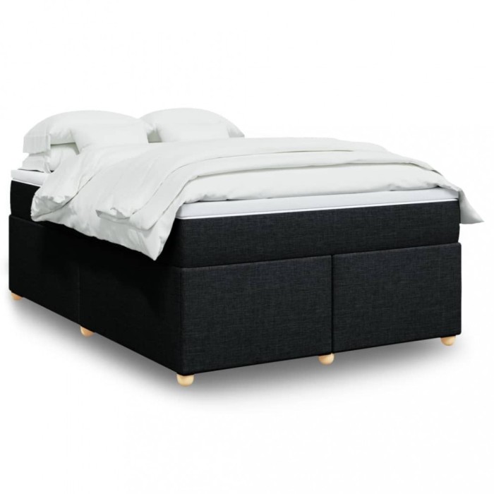 vidaXL Pat box spring cu saltea, negru, 140x190 cm, textil 3285375