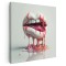 Tablou 3D buze gura topindu-se roz, alb 1630 Tablou canvas pe panza CU RAMA 40x40 cm
