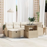 vidaXL Set canapea 7 piese cu perne Ratan sintetic bej