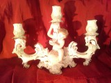 Sfesnic cu 3 brate - portelan Romania ARPO - Curtea de Arges , dim. = L= 27,5cm , h=18,5cm
