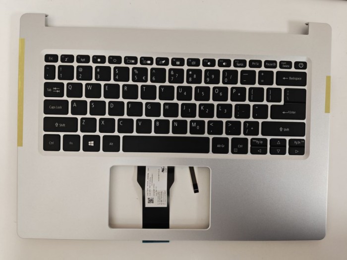 Carcasa superioara cu tastatura palmrest Laptop, Acer, Swift S40-51, 6B.HUSN8.001, HQ20900695000, iluminata, argintie, layout US