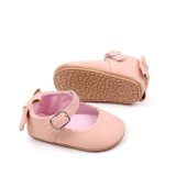 Pantofiori roz somon cu fundita la spate (Marime Disponibila: 6-9 luni (Marimea